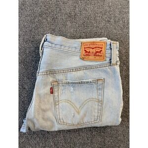 Levi's 501 CT Mens Tapered Jeans W29 L32 Light Wash Distressed Ripped Button Fly